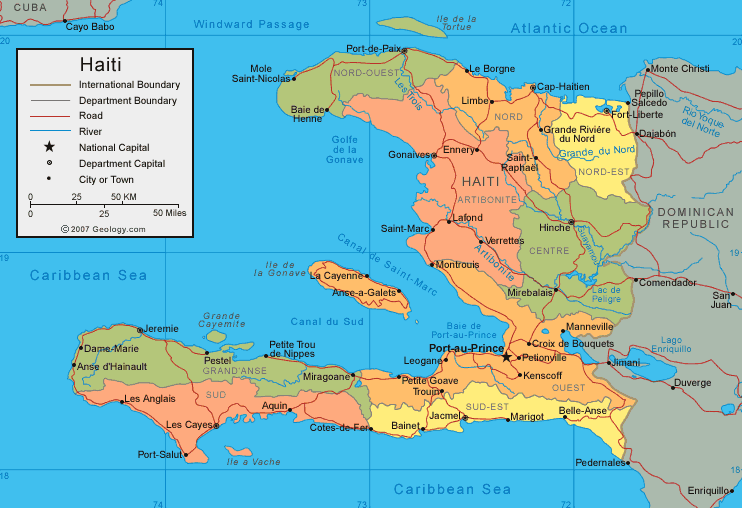 politisch karte von haiti